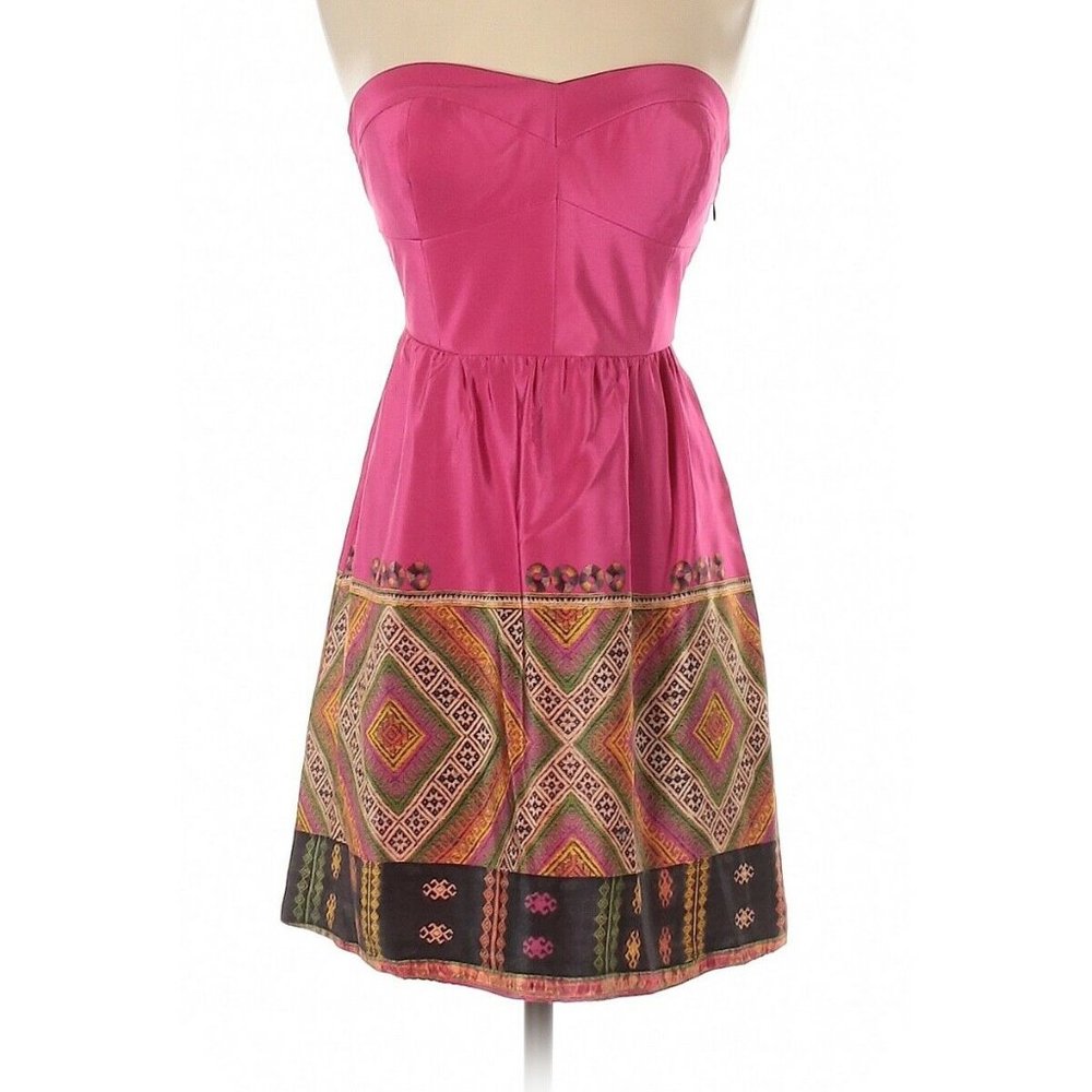 Twelfth Street By Cynthia Vincent Women SZ 6 Strapless Pink Cocktail Dress Silk